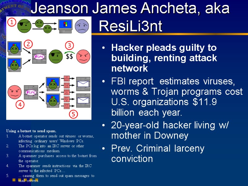 Jeanson James Ancheta, aka ResiLi3nt Hacker pleads guilty to building, renting attack network FBI